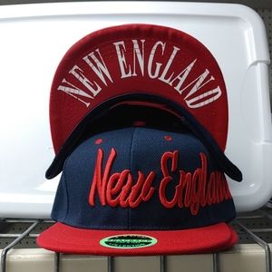 Mens Snapback New England Pats Hat Blue w/ Red